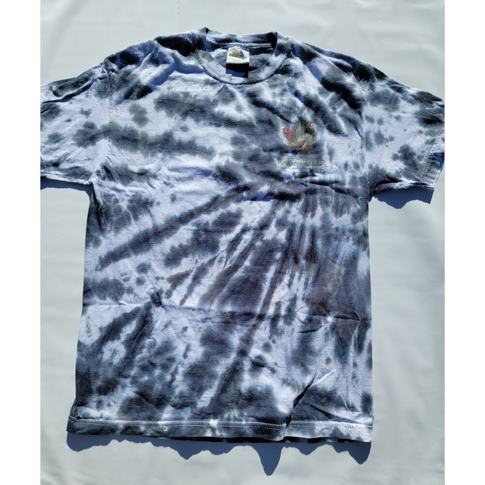Jimmy Buffett Margaritaville Livingston TX T-Shirt Mens L Gray & Black Tie Dye